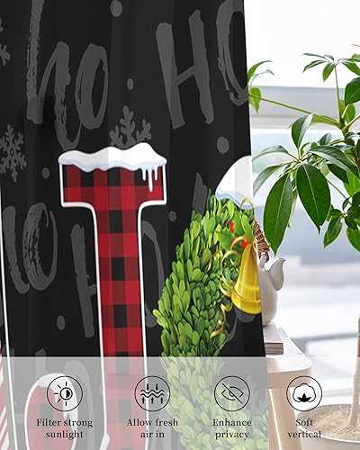 Miniatura 4 de Cortinas traslúcidas de Navidad de 63 pulgadas de largo, juego de 2 paneles de cortinas para cocina, dormitorio, sala de estar, pasillo, puerta