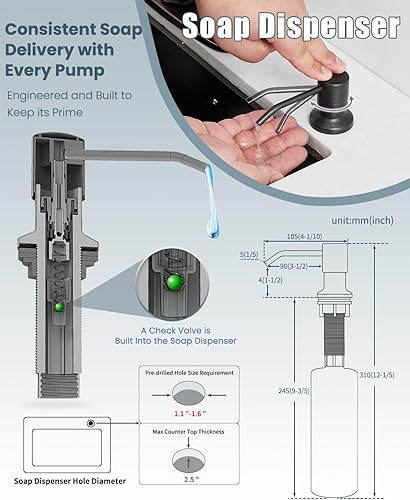 Miniatura 7 de Casavilla Grifo de cocina con dispensador de jabón, KF2101I