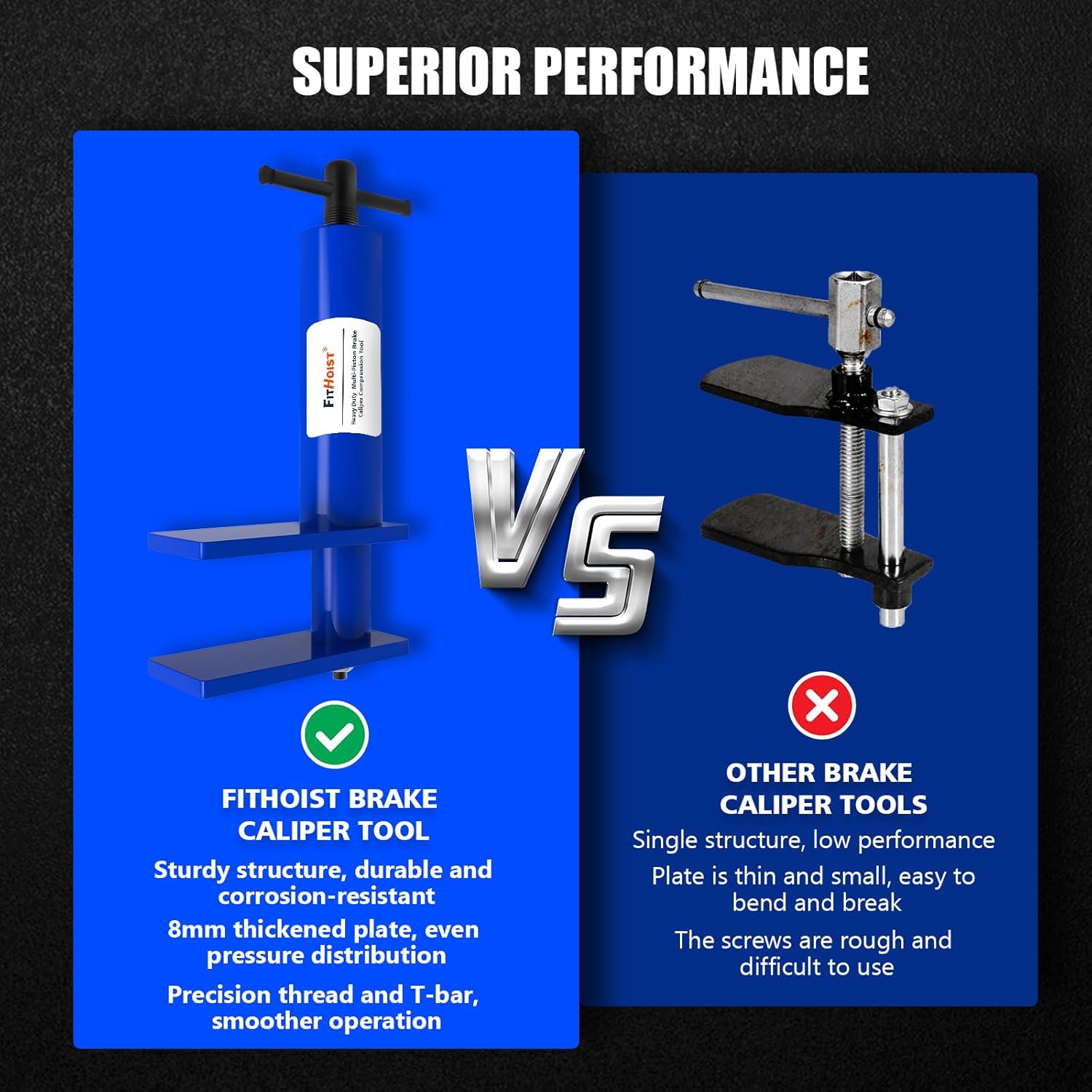 Multi Piston Brake Caliper Compression Tool,4 in 1 Universal Heavy Duty Brake Pad Spreader for 1,2,4,6 Piston with 2 Brake Caliper Hangers for Automotive, Motorcycle,Car Brake Repair