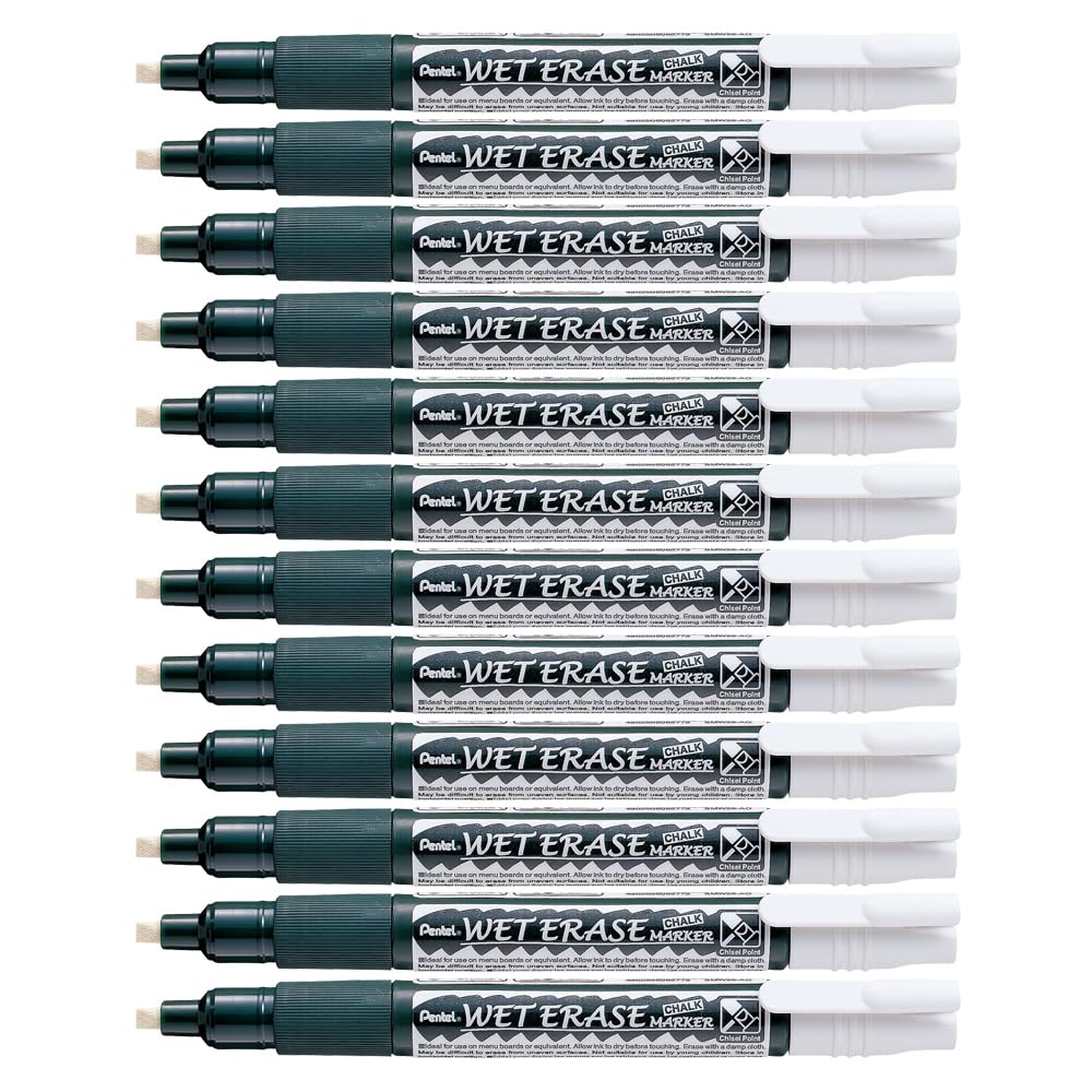 Pentel 3Mm Wet Erase Reversible Nib Chalk Marker 12Pk