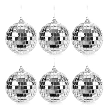 com-four  6 x Disco Ball Mirror Ball for Hanging Disco Ball for Party