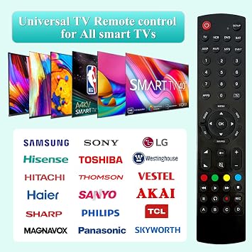 Universal Remote Control for Samsung, LG, Sony, Hisense, TCL, Toshiba, Panasonic, Sharp, JVC, Philips, Hitachi, Haier TV, Simple Setup