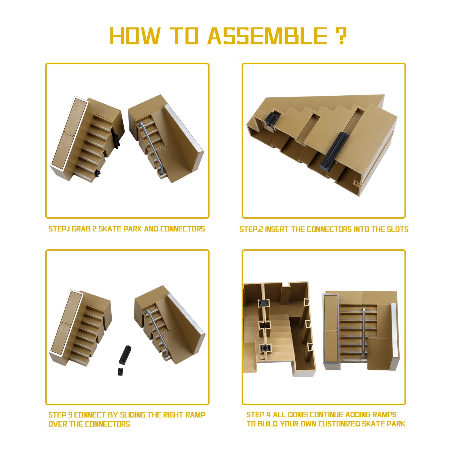 Kit di Rampe per Skateboard, kit da Allenamento con dita, Mini Skateboard da Dita con Rampa, Finger Skateboards Rampa, per Skateboard, Scooter e molto altro (8 parti)