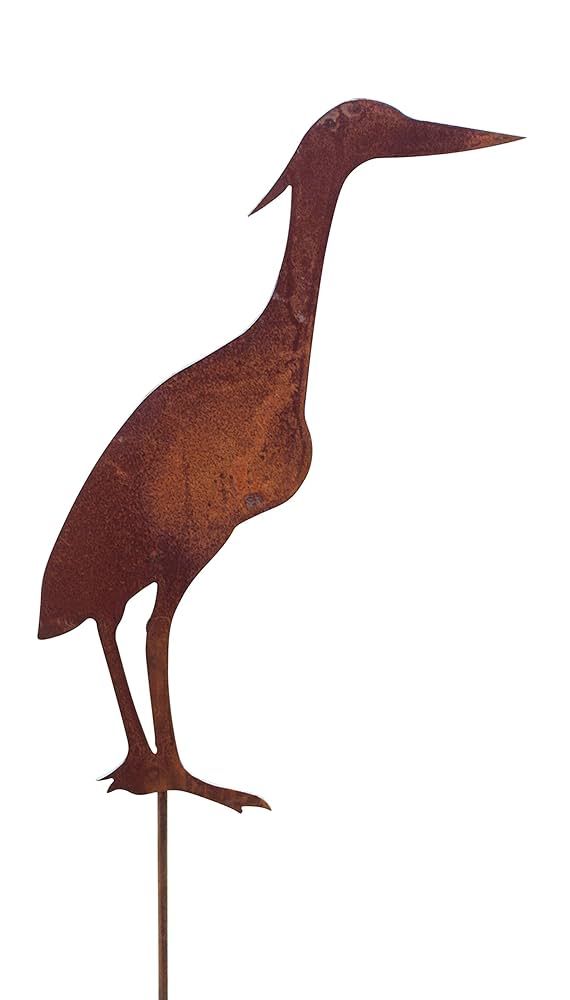 2 Sculptures De Jardin En Métal Rouillé - Décor Rustique 75cm Et 55cm - Idéal Pour Extérieur, Jardinage Déco