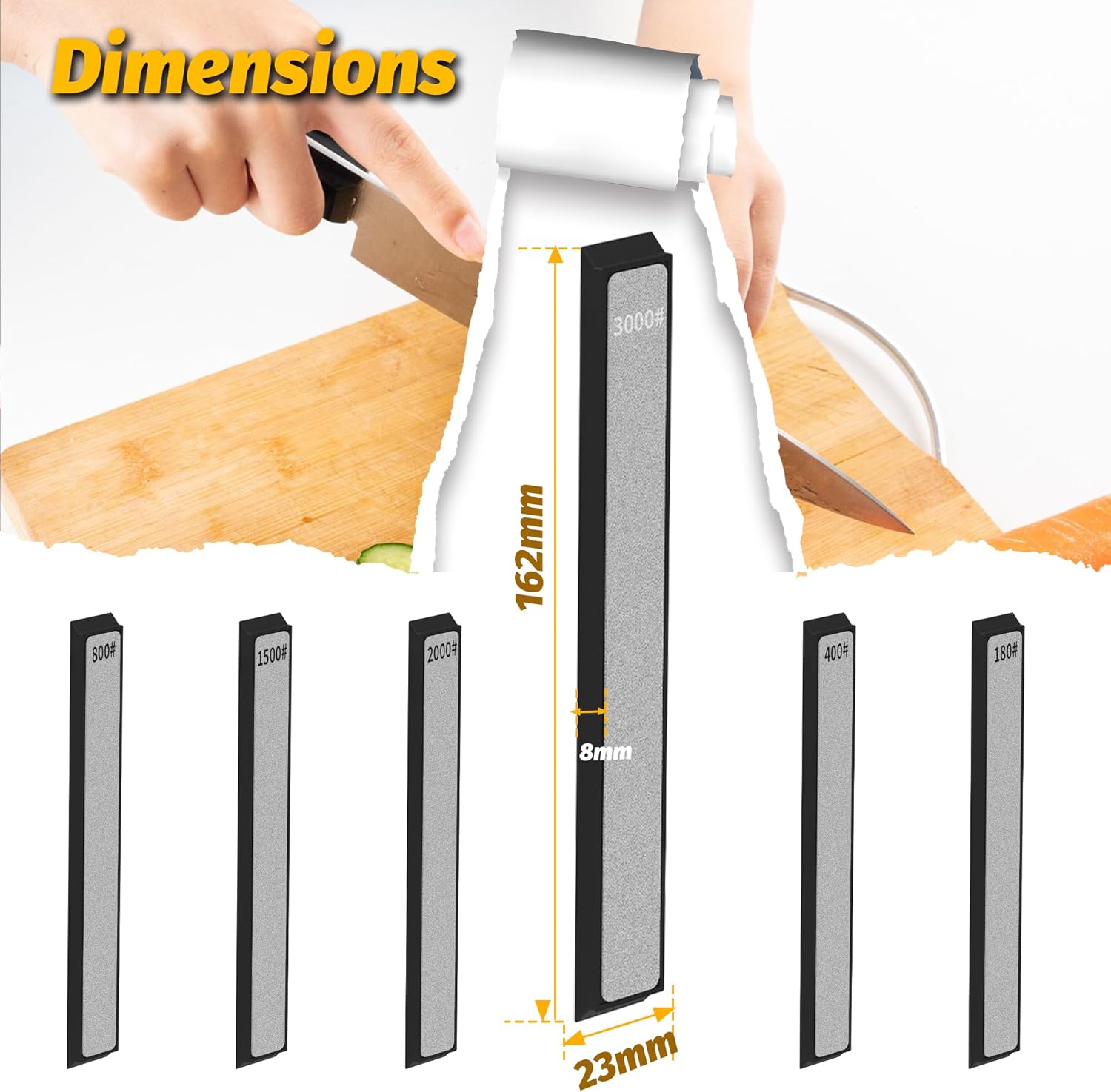 GEN3 Guided Knife Sharpener System & 9 PCS Diamond Knife Sharpening Stones Set (180#, 320#, 400#, 800#*2, 1500#, 2000#*2, 3000# Grit.) for Kitchen Knife, Hunting Knife, Fishing Knife