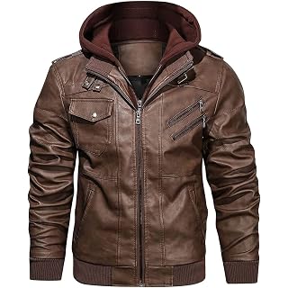JMSUN Jaqueta Masculina Casaco PU com Zíper
