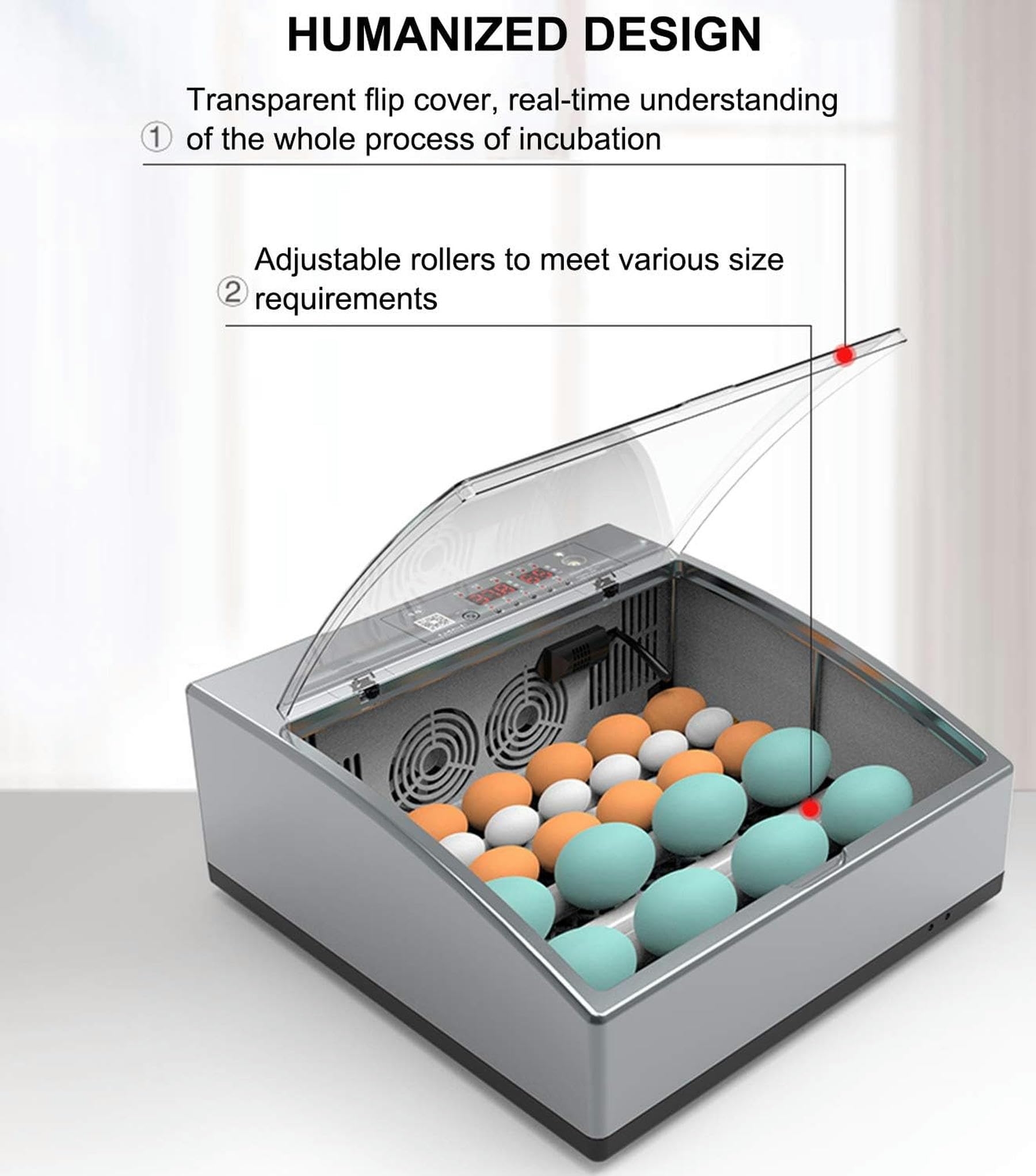 Incubadora Digital para Huevos, máquina automática para incubadora de Aves de Corral, con Control de Temperatura y rotación automática, para Huevos de Pato, Huevos de Ave, Huevos de tur