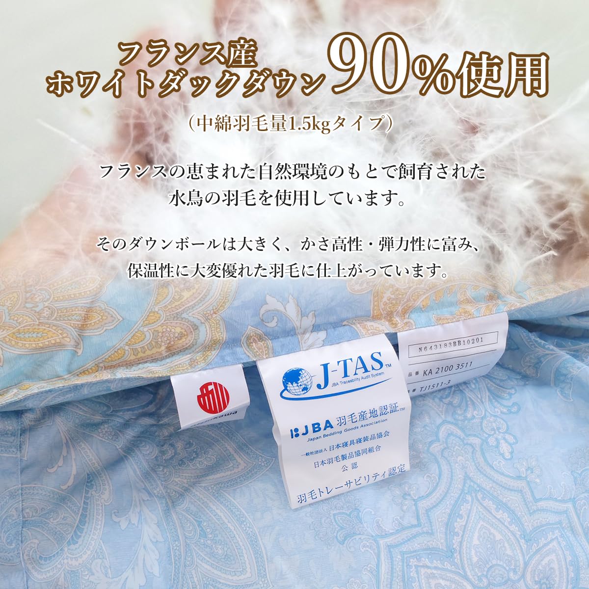 羽毛掛け布団　ダブルサイズ　フランスダックダウン90%　中羽毛1.9㌔ 楽天市場】羽毛布団 掛け布団 ダブルロング 190x210cm フランス