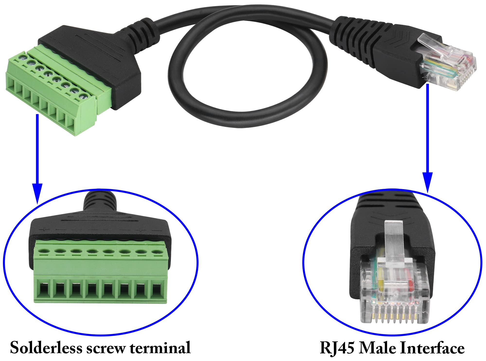 2x RJ45 Schroefklem – 8P8C Kristallen Stekker Naar 8-polige Aansluiting – Geschikt Voor Cat5, Cat6 En Cat7 – Ethernet Netwerkstekker – Eenvoudig Te Monteren – Voor AV En Netwerktoepassingen