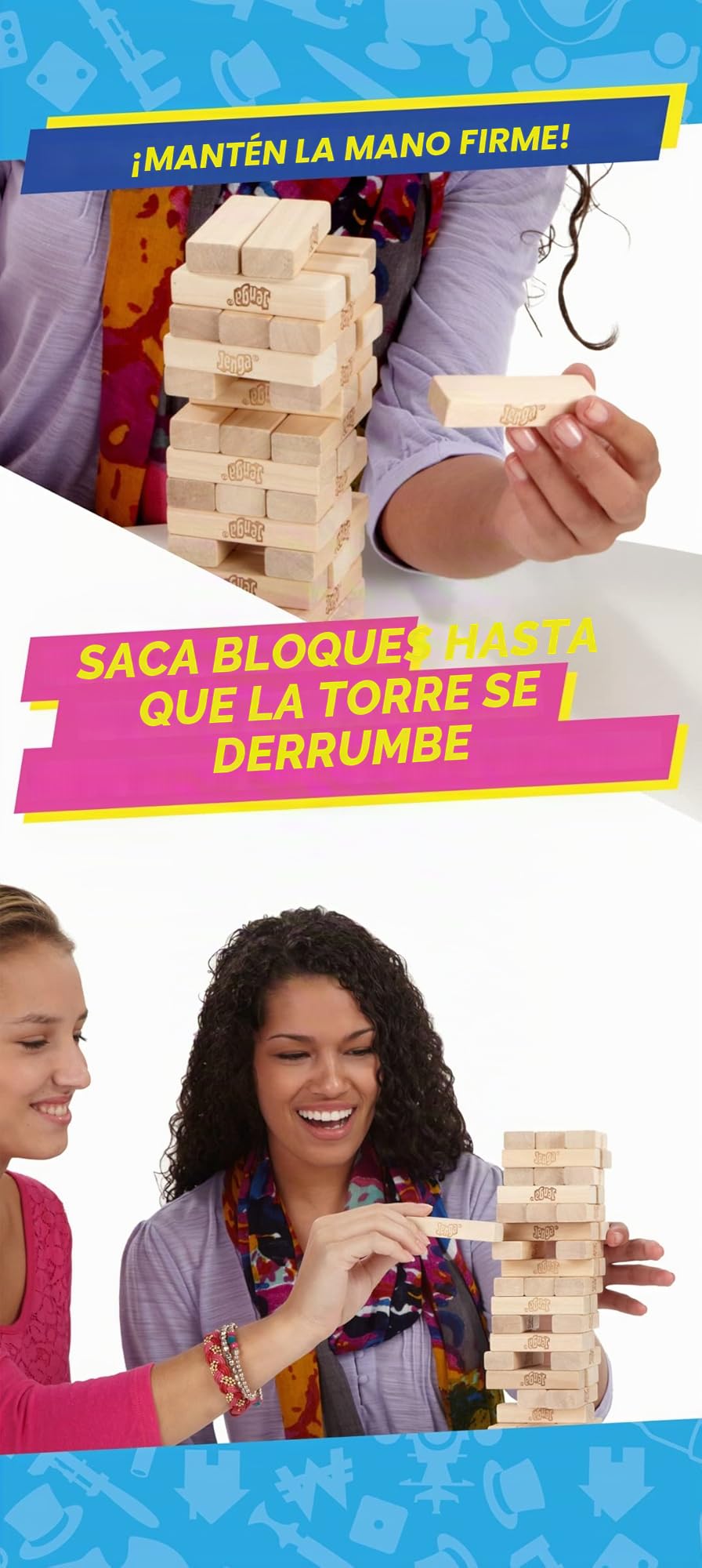 Hasbro Gaming Jenga, Juegos de Mesa para Niños y Niñas de 6 Años o Más, Fiestas con Amigos, Habilidad y Estrategia
