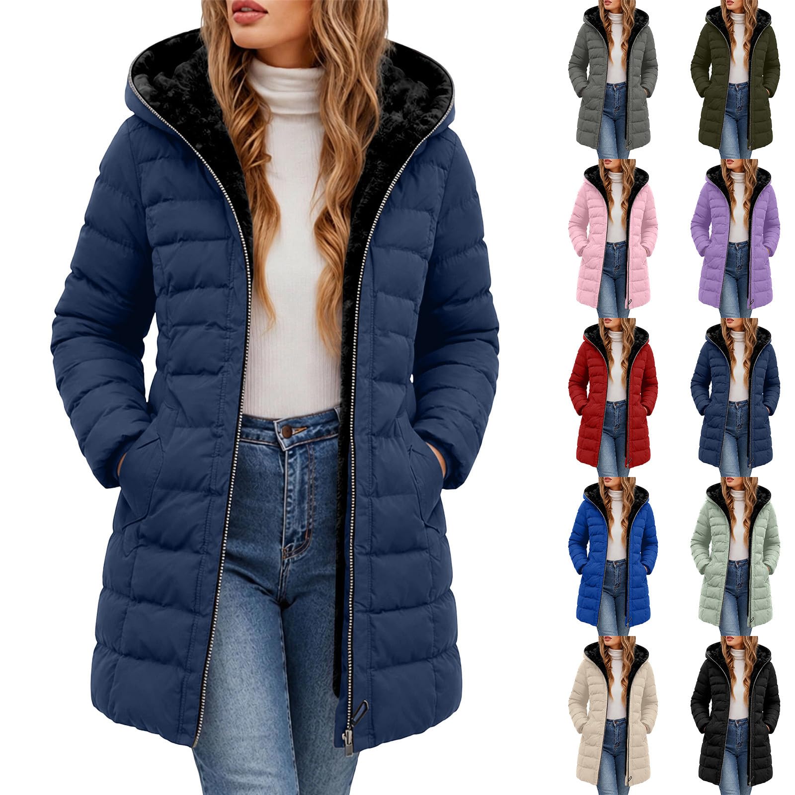 Steppjacke Damen Fleecejacke Warm Daunenjacke Parka Winterjacke Steppmantel