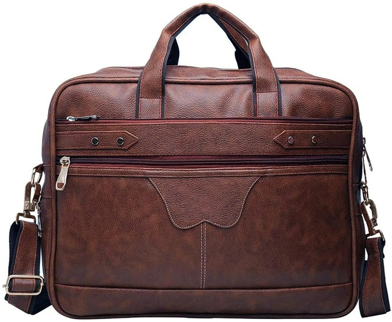 half moon Faux Leather Office Bag, Messenger Bag, Expandable Laptop Bag 15.6 Inch, Briefcase, Professional Work Bag, Laptop Office Bags, with 4 Compartments for Men & Women-picture-48