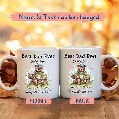 Miniatura 9 de Taza de café con nombre y año personalizados, taza de café blanca personalizada para papá Est 2025 de 11 15 onzas, taza de viaje para papá para el