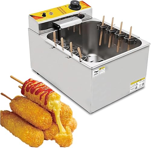 12L Gran Capacidad Comercial Automático Queso Hot Dog Sticks Freidora Eléctrica Profunda Perro de Maíz Caliente Máquina