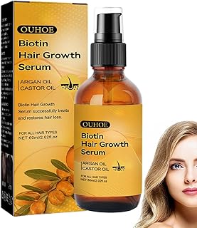 Óleo para Crescimento Capilar com Biotina - Óleo para cabelo com biotina | 2,02 onças, soros para crescimento cabelo, óleos para cuidados com cabelos danificados e secos para Aferzov