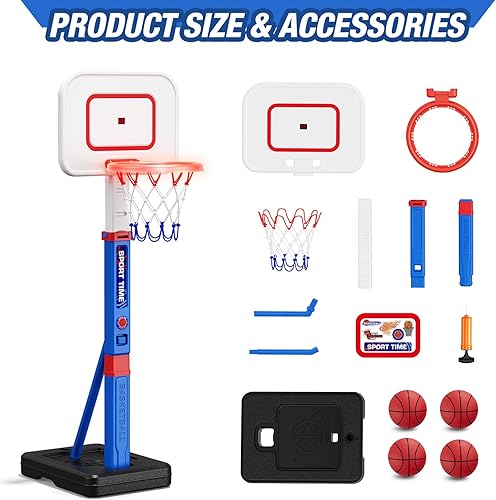 Miniatura 9 de HYES Mini aro de baloncesto para interiores con marcadorluz LED, aro de baloncesto que brilla en la oscuridad, juguete de baloncesto regalos para