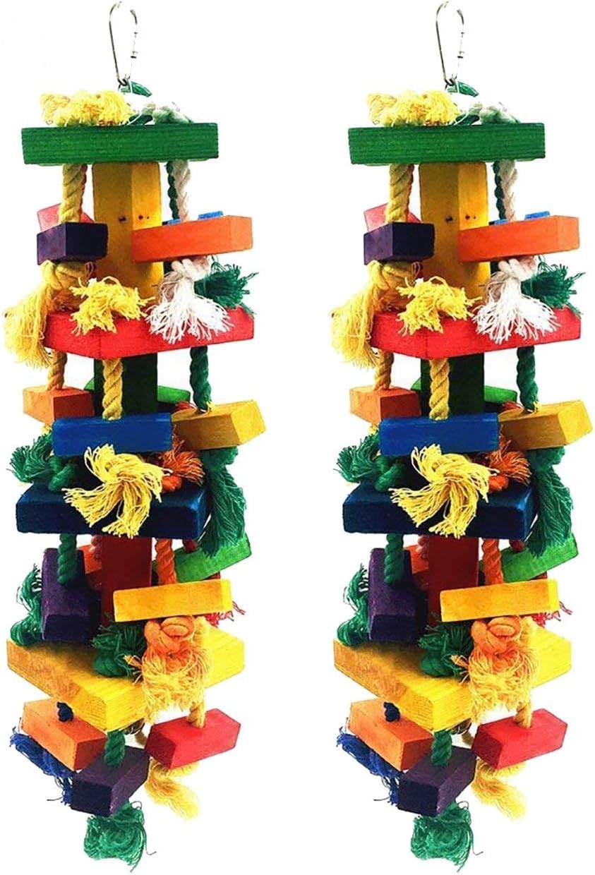Uheng Bird Parrots Wooden Knots Blocks Chewing Toys, Cage Bite for African Grey Macaws Cockatoos Eclectus Conure Parakeets Cockatiel,…
