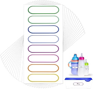 136pcs Waterproof Name Labels, Self Laminating Write On Name Stickers Removable Water Bottle Name Labels Reusable Self-Adhesive Tag Stickers Colorful Lines School Cup Plastic Daycare Supplies