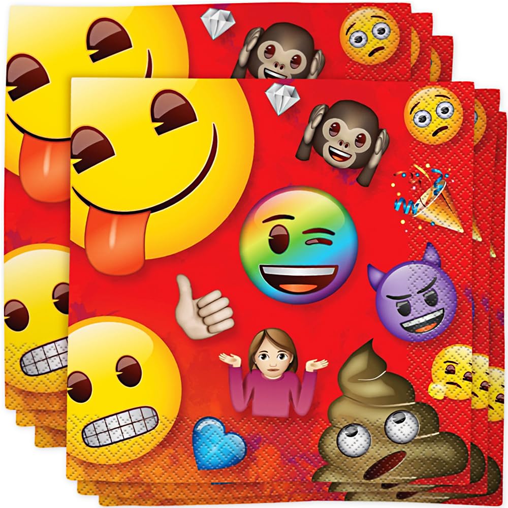 Rainbow Fun Emoji Luncheon Napkins (16cm)- Vibrant & Playful Party Essential - Perfect for Parties & Celebrations - 16 Pcs