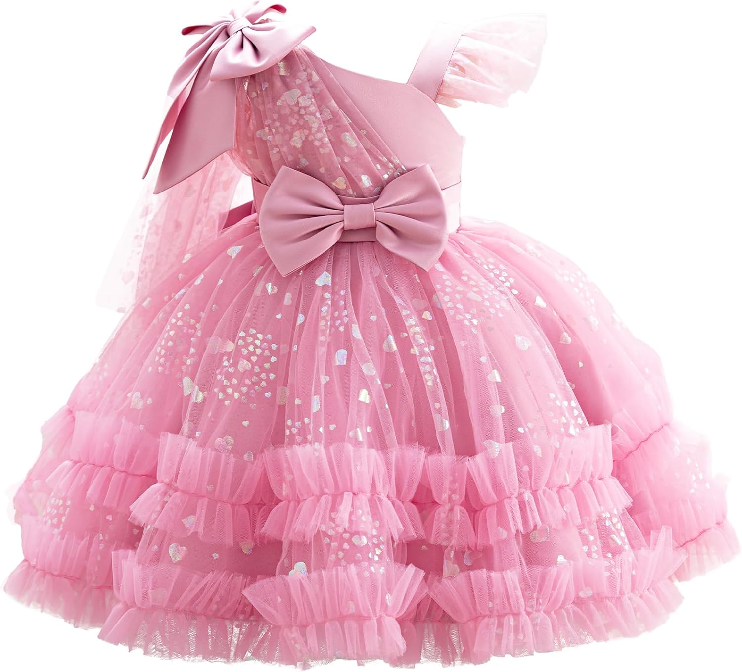 Lamgool Toddler Baby Girls Pageant Formal Dress Ruffle Tulle Elegant Bow Tutu Princess Ball Gown for Birthday Prom Party