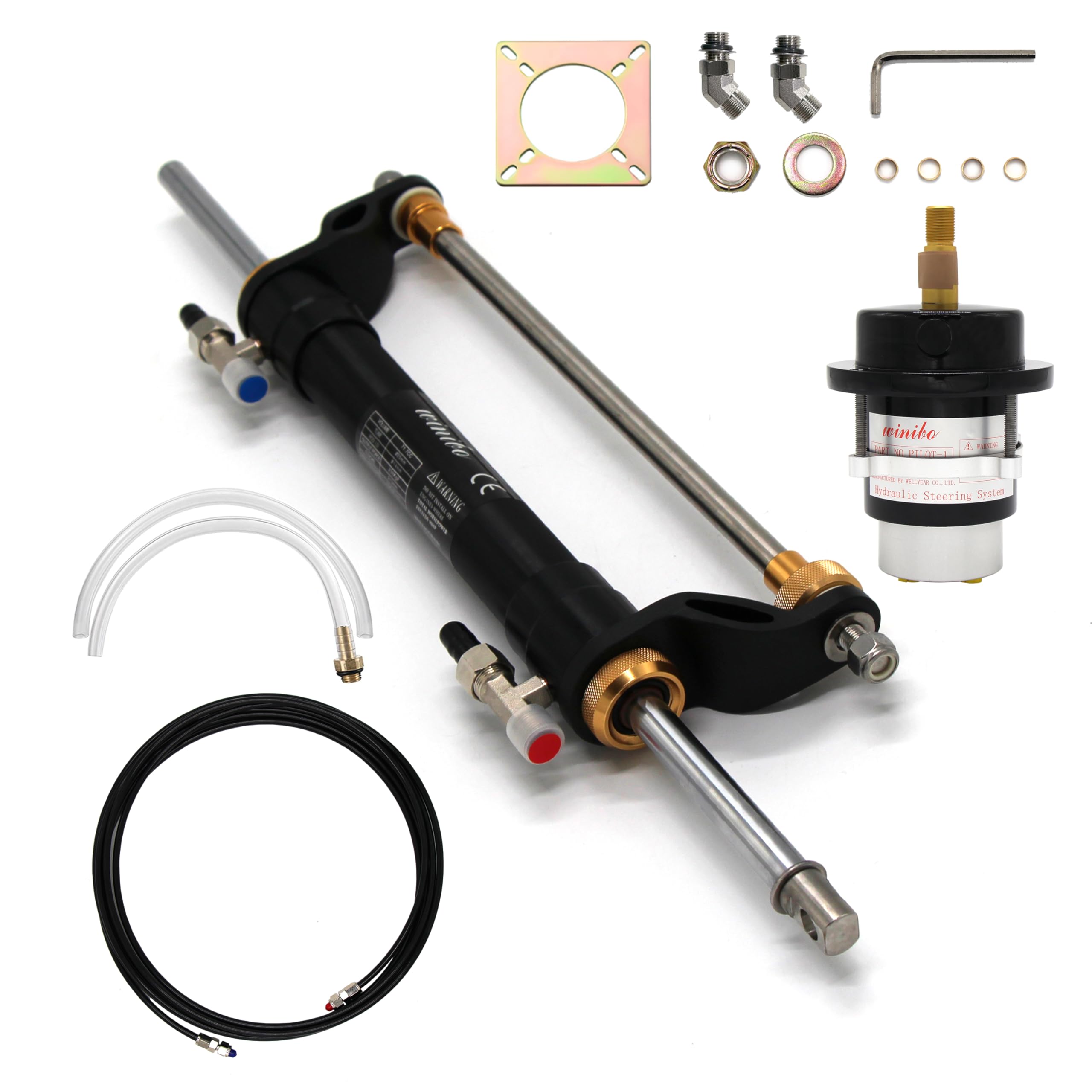 Amazon.co.jp: Winibo 90HP 船外油圧ステアリングキット、ボートマリン
