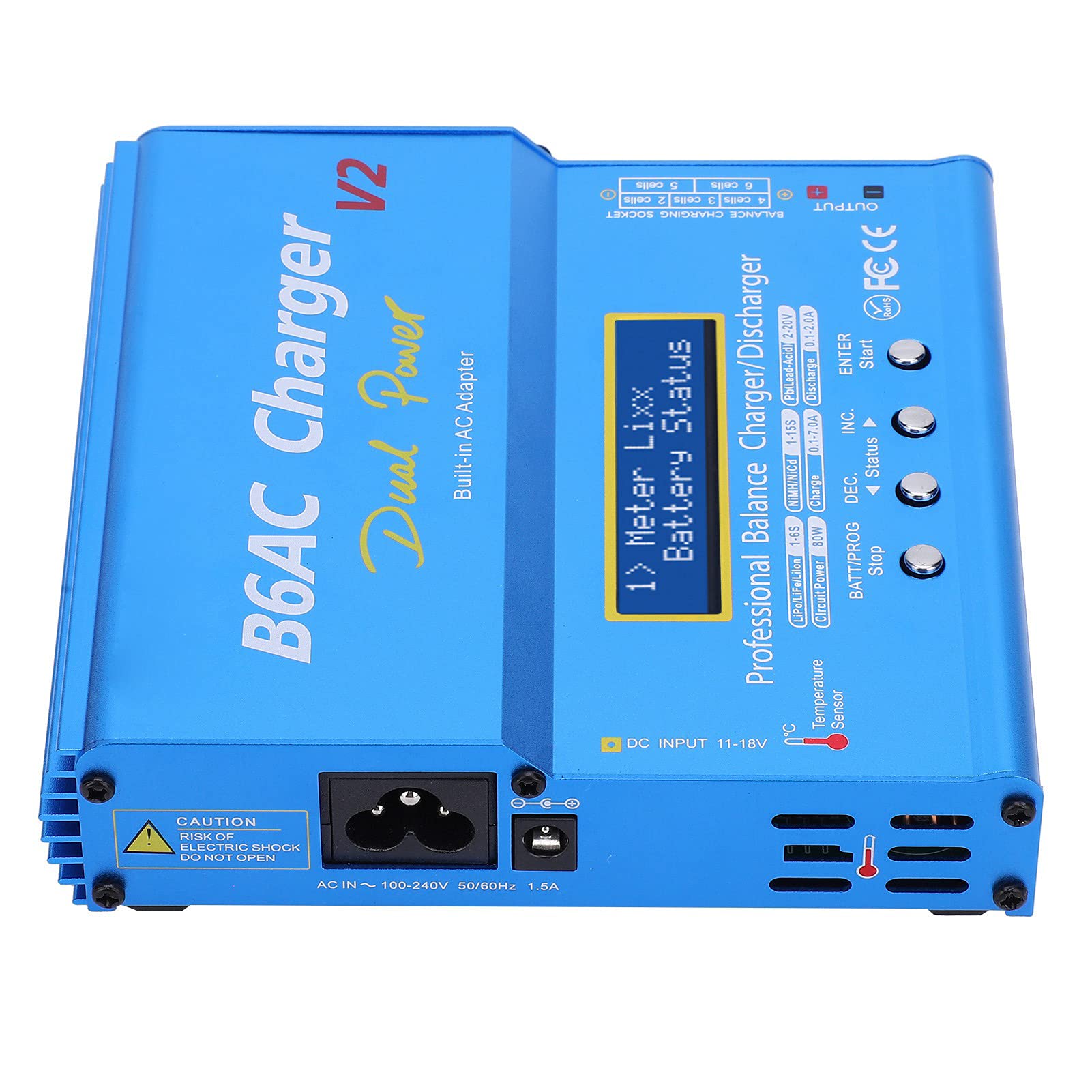 Ładowarka B6AC V2 z obudową ze stopu aluminium Wyjście 80 W 7 A Prąd rozładowania 2 A Obsługuje baterie litowe 4,35 V i wejście zasilania UE 220 V Czarny (Wtyczka UE 220 V)