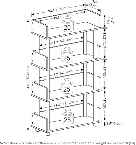 Miniatura 2 de Furinno Turn-N-Tube - Estantería expositora multiusos, de 4 niveles, se monta sin herramientas, color nogal
