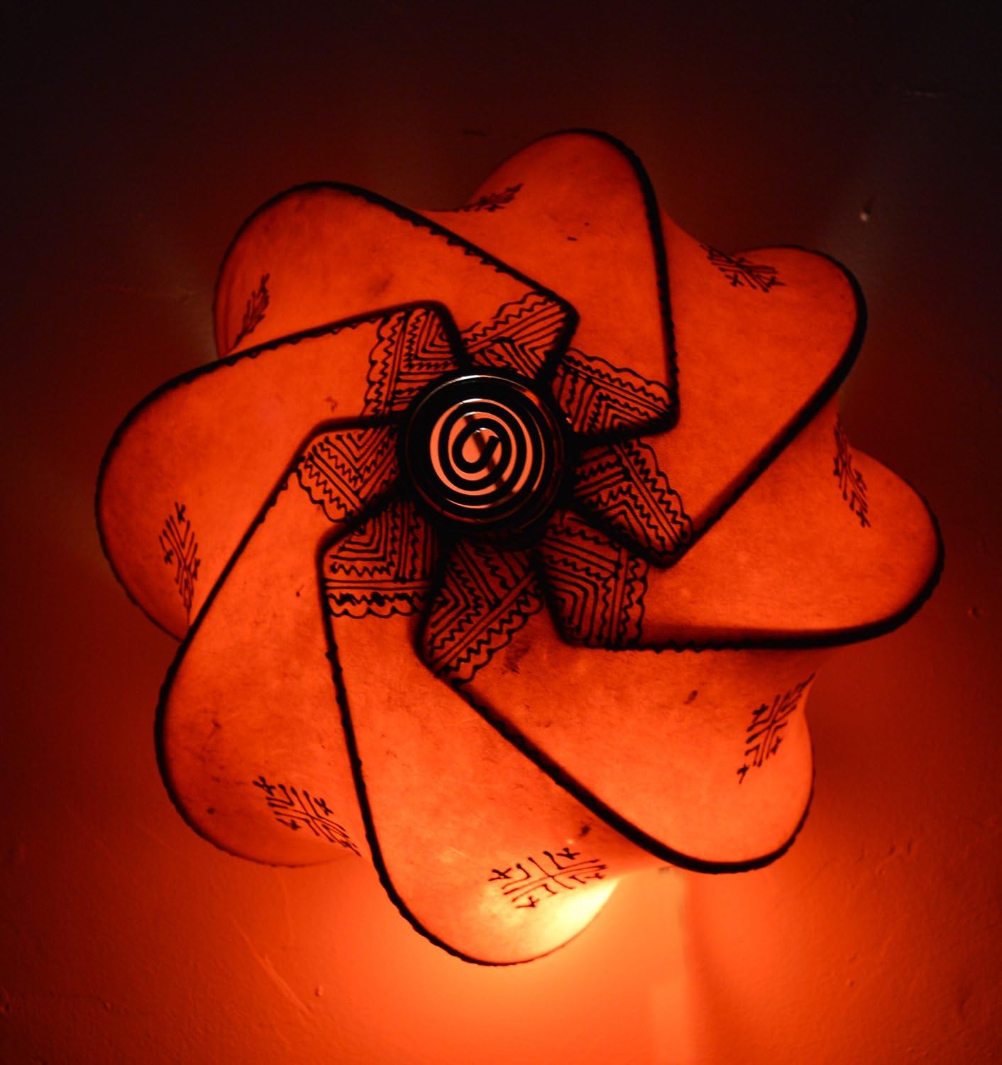 Henna Lamps & Sconces Handmade Henna Moroccan Leather Lamp Ceiling Wall Hanging Orange