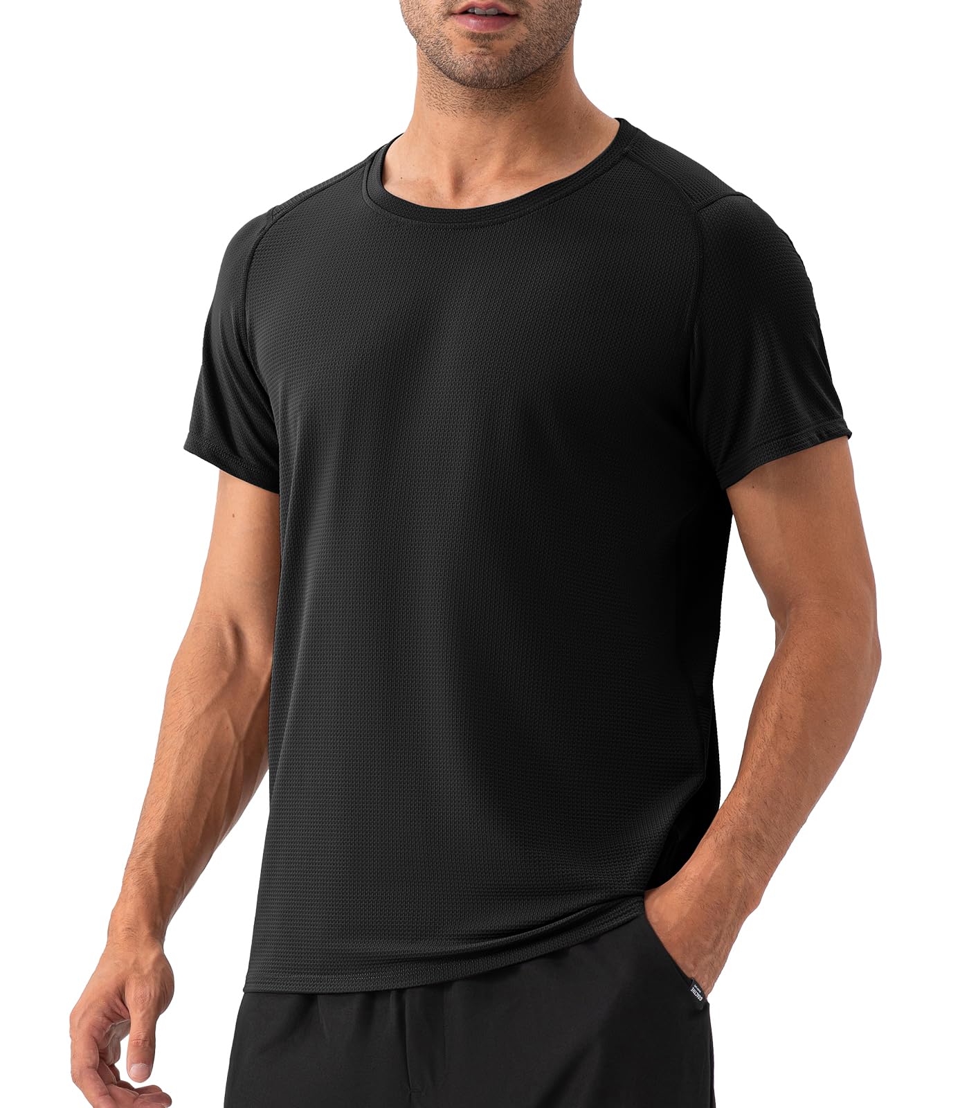 SPVISEMen's Short Sleeve Athletic Workout Shirts Dry Fit Running Gym Tops Crew Neck Tee Shirt Comfortable Soft Men's T-Shirt