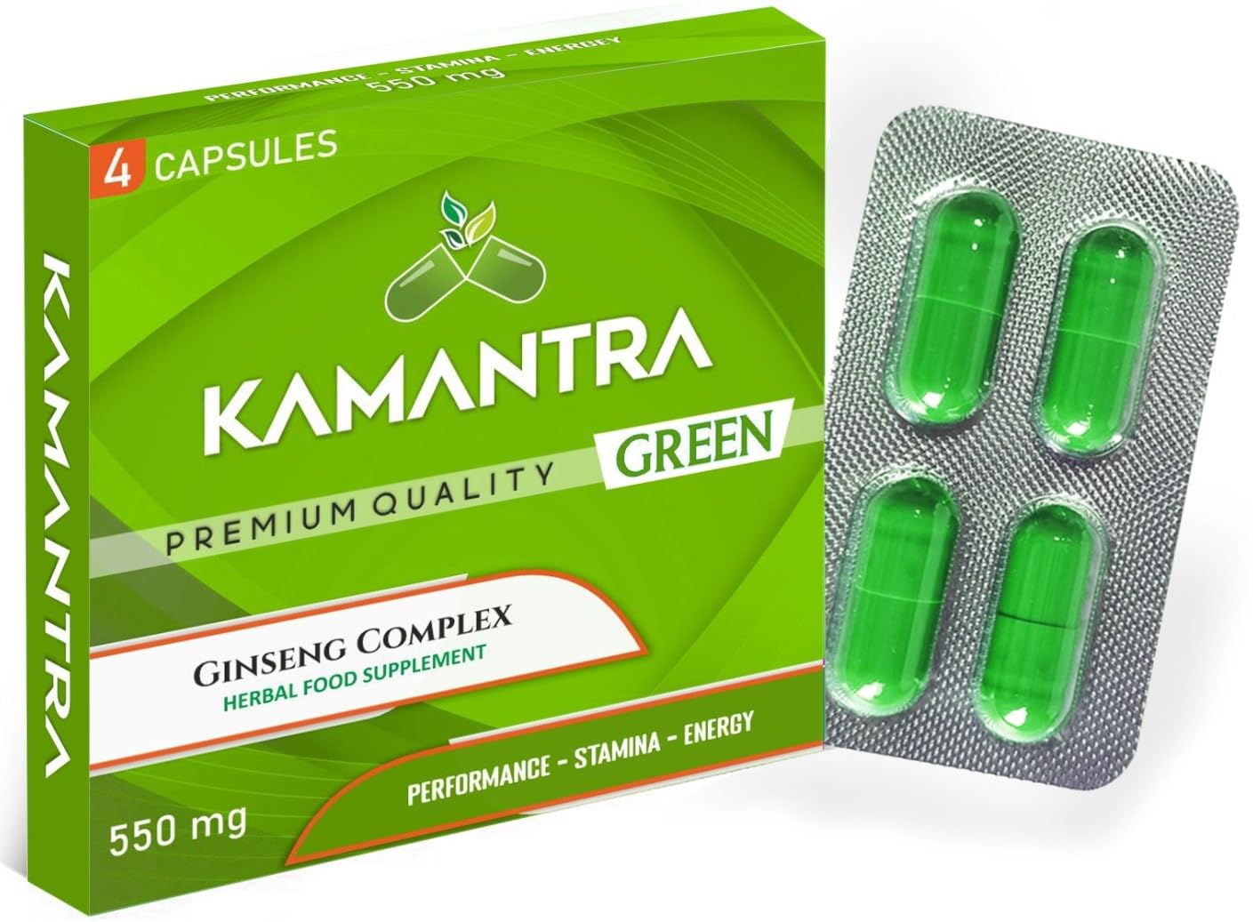 Green - Mantra to Enhance Your Performance - Extra Strength Performance Enhancing Pills, Stamina Endurance Booster Green Supplement Pills for Men - 4 Ginseng Capsules