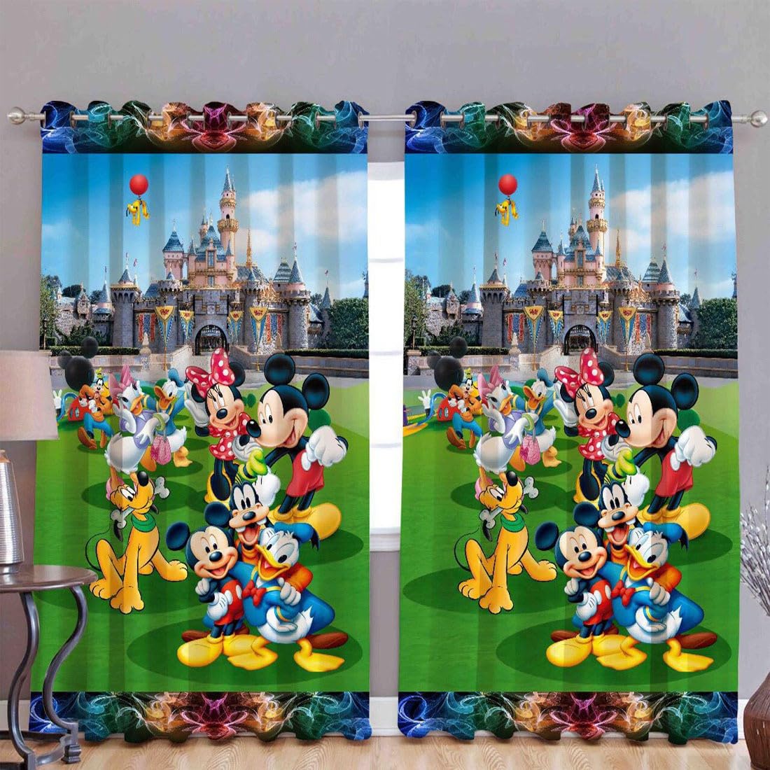 272 cm (9 ft) Velvet, Silk Blackout Long Door Curtain (Pack of 2) (Cartoon, Cartoon Printed Digital Curtains)