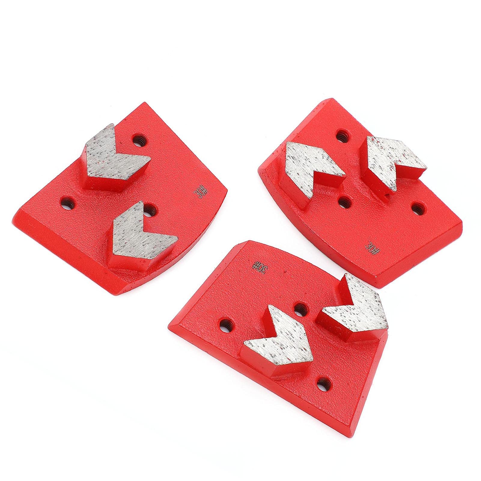 Disque de Meulage Diamant Trapézoïdal à 2 Dents, 3 Pièces Bloc de Meulage de Disque de Polissage de Sol pour la Coupe du Béton Accessoire de Meuleuse pour Sol de Meuleuse, Rouge