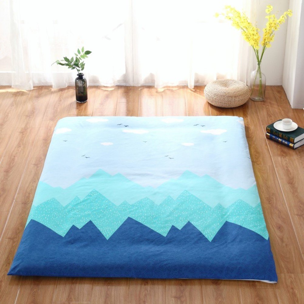 Algodón espeso para tatami de piso con falda de cama acolchada y cremallera modelo 90x200