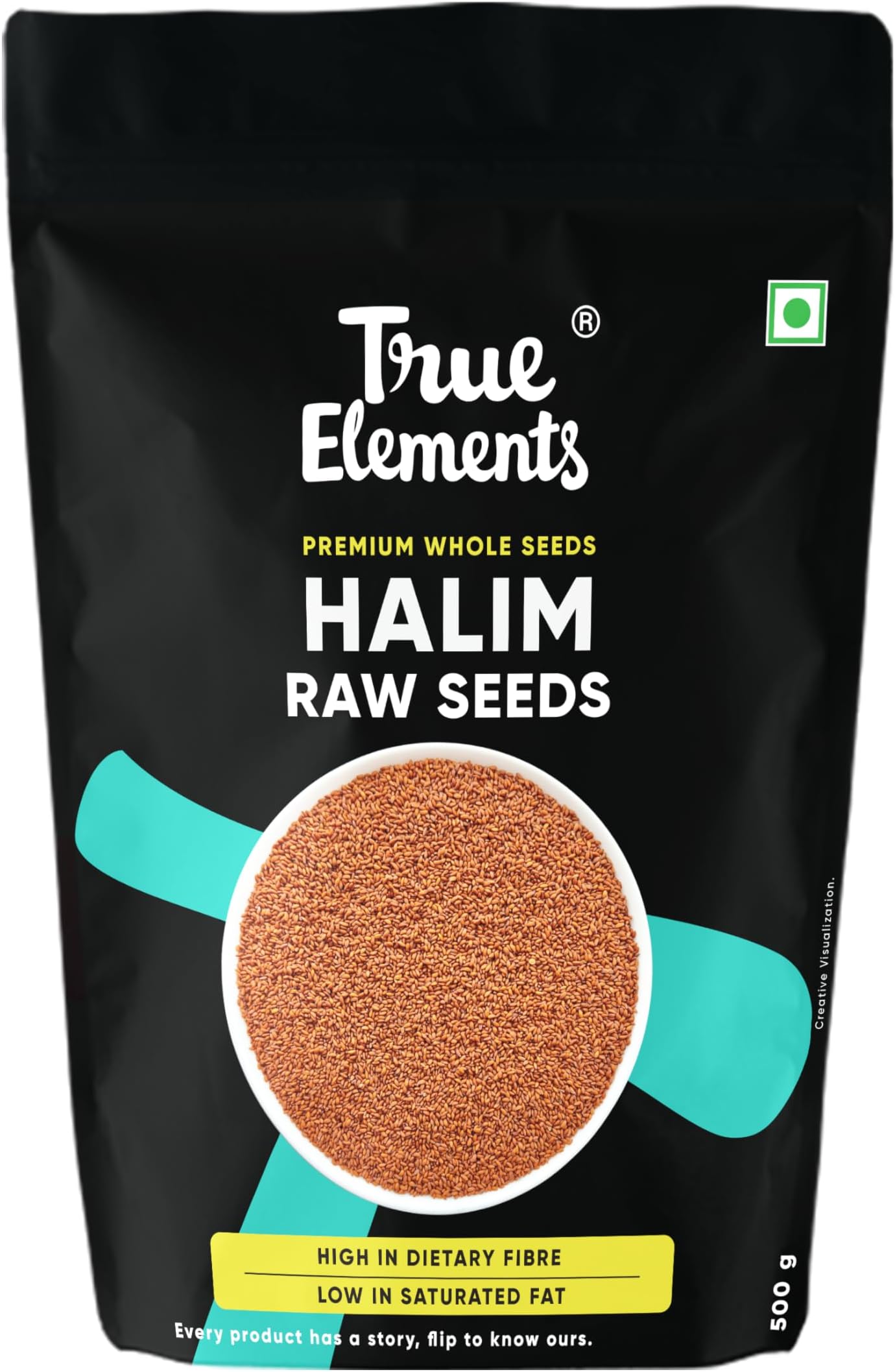 True Elements Halim Seeds 500g - Aliv Seeds | High in Fibre and Omega -3 | Garden Cress Seeds | Haleem Seed | Immunity Booster Superfood