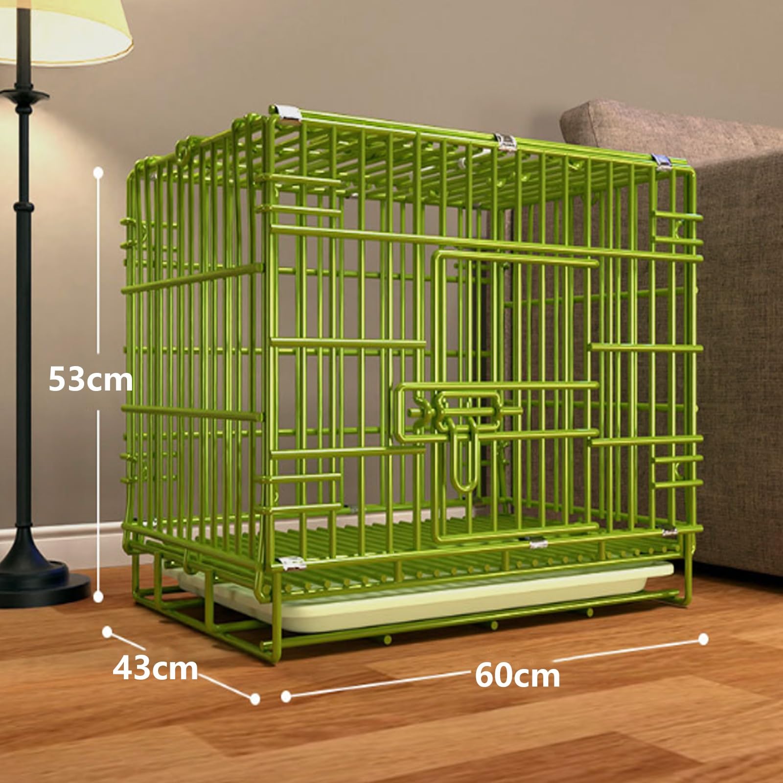 beaka Cage De Transport pour Chien Pliable – Cage Chien Pliante en Métal avec 2 Portes (Avant Et Dessus) Cage pour Chien Et Transportable avec Poignées Et Plateau (Size : 60 * 43 * 53cm)
