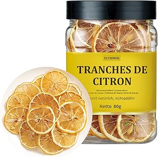 Citrons jaunes séchés, fruits secs sans sucre, décoration, bonbons, Noël, boissons, tranches de citron séchées 100% naturelles, sans additifs 80g
