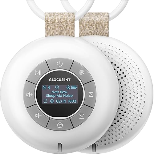 Glocusent Portable White Noise Machine, 62 Soothing Sounds, 2000mAh Battery for 30Hrs Long Lasting - Noise Canceling for Office & Sleeping, Travel Sound Machine for Baby Kids Adults