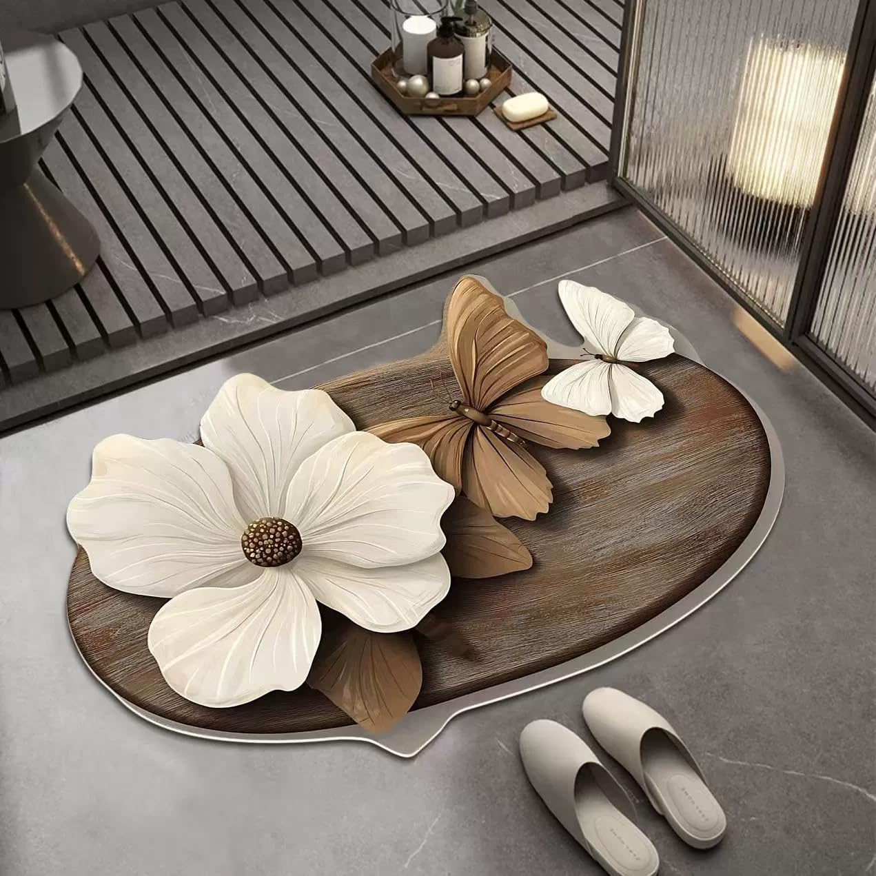 Tapis de salle de bain en caoutchouc 3D antidérapant pour éviter les glissades