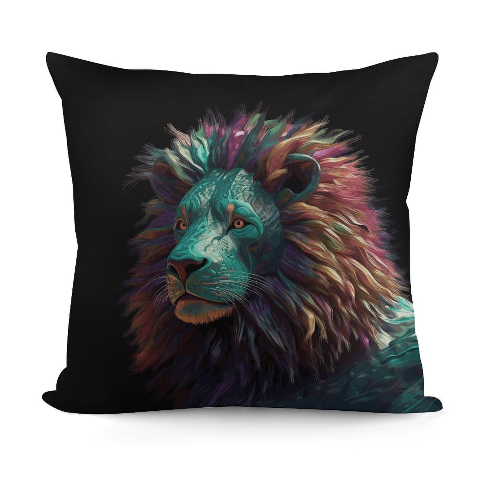VstaDank Abstract 3D Art Lion Throw Pillow Covers 18x18 Inch Soft Couch Home Decor Cushion Cover Comfortable Plush Square Cushion Case Farmhouse Decorative Pillowcase for Living Couch