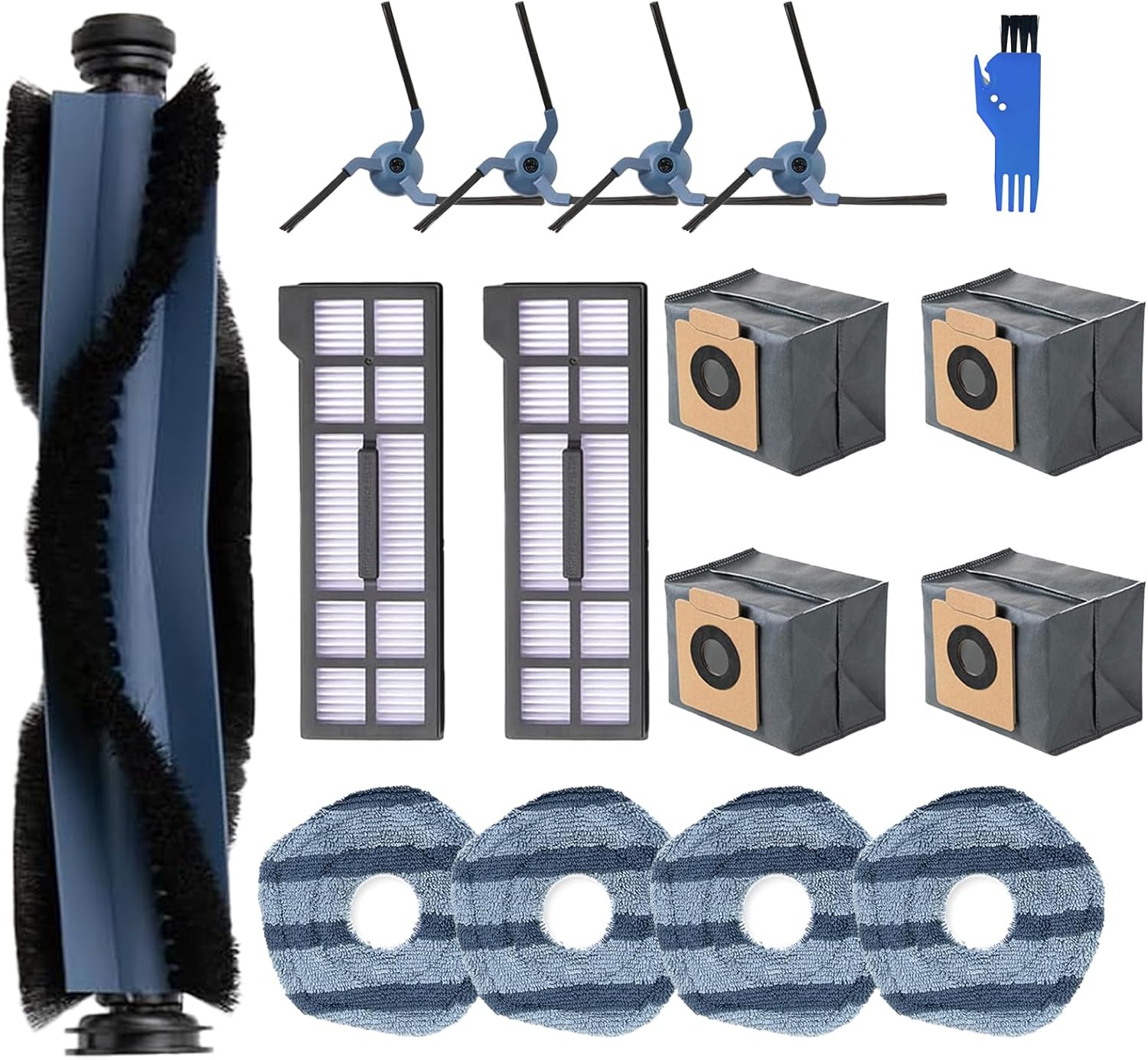 Chuancheng 16Pcs Vacuum Accessories Compatible with Eufy X10 Pro Omni Robot Vacuum, 1 Main Brush 4 Side Brush 2 Filter 4 Mop Cloth 4 Dust Bag 1 Cleaning Brush