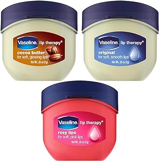 Lip Therapy Variety 3-Pack – Original, Rosy Lips, Cocoa Butter Lip Balm Moisturizers in Mini Jars, 0.25 Oz Ea