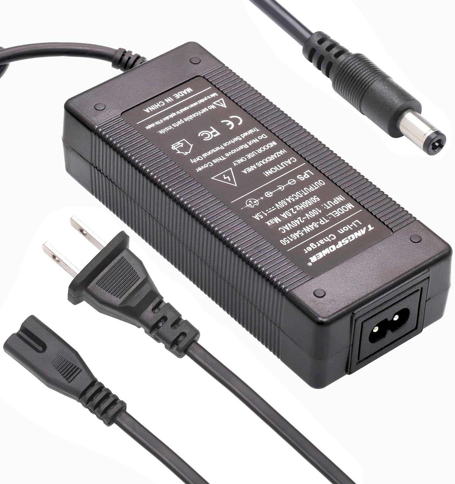 TANGSPOWER 48v Battery Charger 54.6V 48Volt Power Supply Adapter Charger for Rad Battery 48 Volt DC 5.5 Round 13S Lithium Replacement Charge