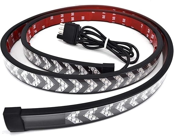 60 LED Tailgate Light-Five Row Red & White LED Truck Tailgate Light Bar- Solid Red Turn Signal, Red Brake Running, White Reverse Tail Light Strip for Truck Pickup Trailer SUV RV Van Car