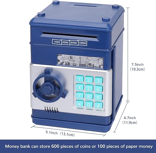 Miniatura 7 de LittleStar Alcancía para niños y niñas, mini cajero automático, el mejor regalo para niños, caja fuerte electrónica con contraseña, dinero en