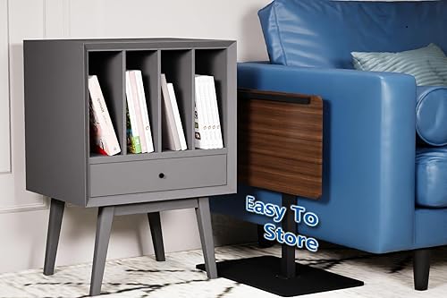 Miniatura 2 de Mesa auxiliar en forma de C, 20 pulgadas de ancho x 14 pulgadas de largo, altura ajustable de 17 a 31 pulgadas, escritorio giratorio y giratorio,