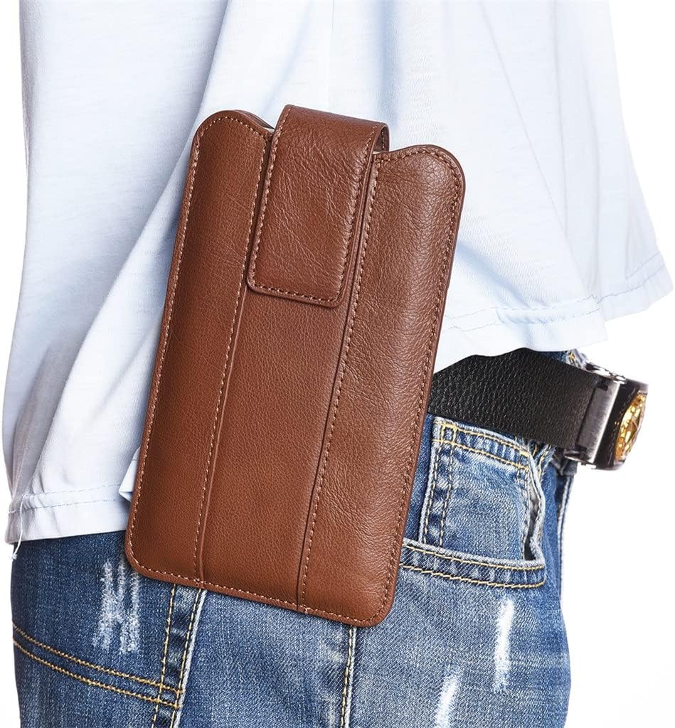 Buckle Genuine Leather Phone Bag Belt Clip Case Waist Bag Belt Clip Phone Case(D)