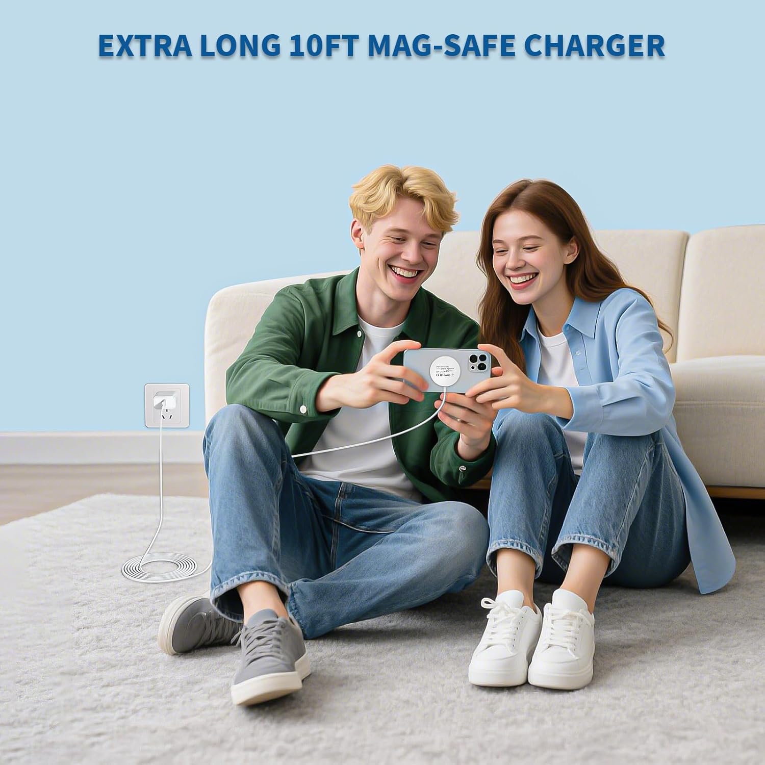 【Apple MFi Certified】Magnetic Wireless Charger 10FT Apple Magsafe Charger,2Pack Fast Mag-Safe Charging Wireless iPhone Charge Pad 10Foot USB C Block Adapter for iPhone 17 16 15 14 13 12 Series,AirPods