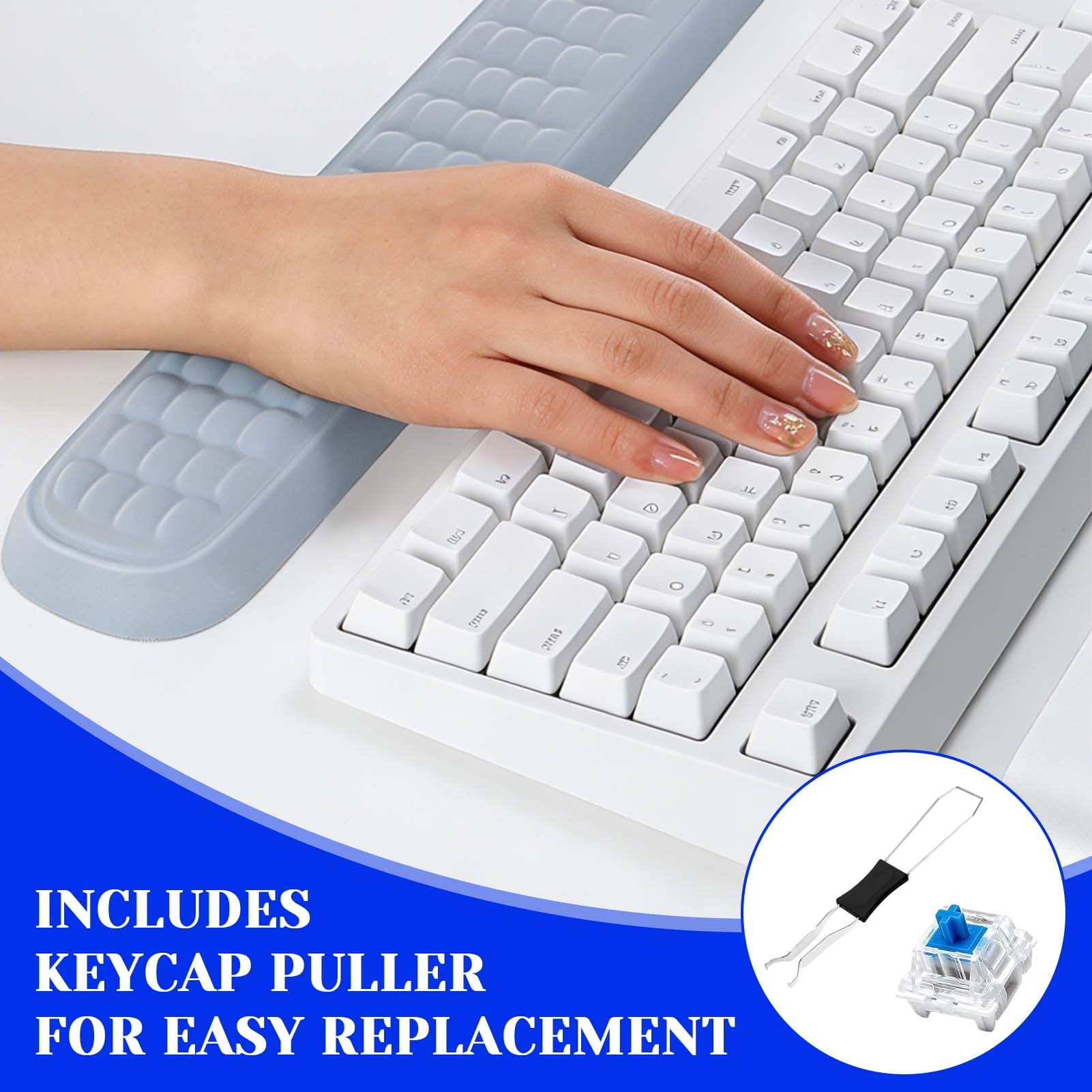 Lot de 38 commutateurs de clavier mécaniques de rechange tactiles à 3 broches, avec extracteur de touche, pour la saisie de jeu, commutateur mécanique à réponse tactile pour claviers (bleu)