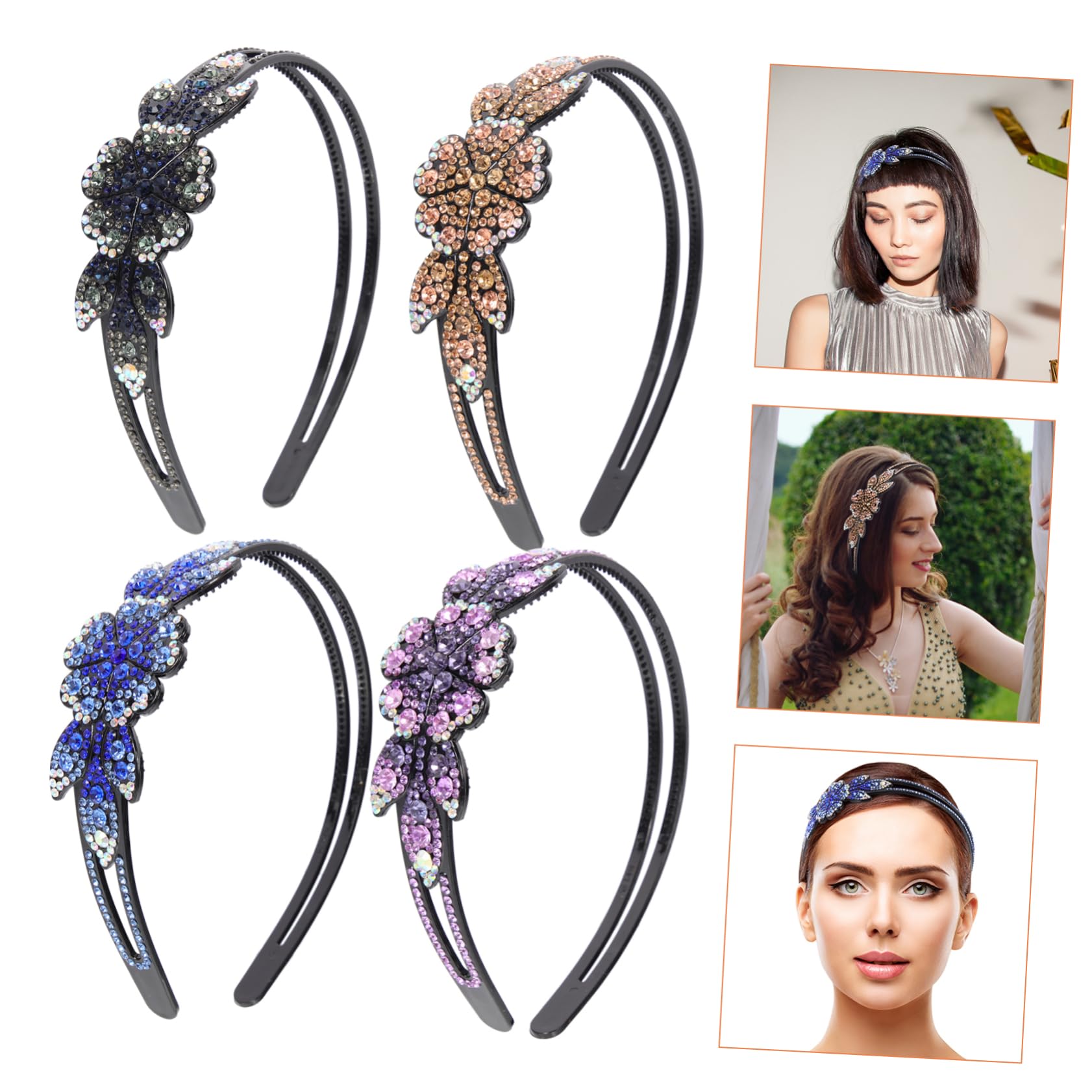 FRCOLOR 12pezzi Cerchietto Con Strass Antiscivolo e Pettine Elegante Accessorio Per Adatto Festività e Cerimonie Colori Variati