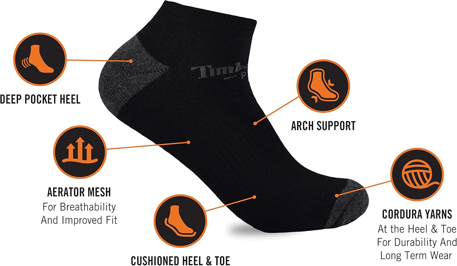 Timberland PRO mens 6-pack Performance Low Cut Socks - Image 2